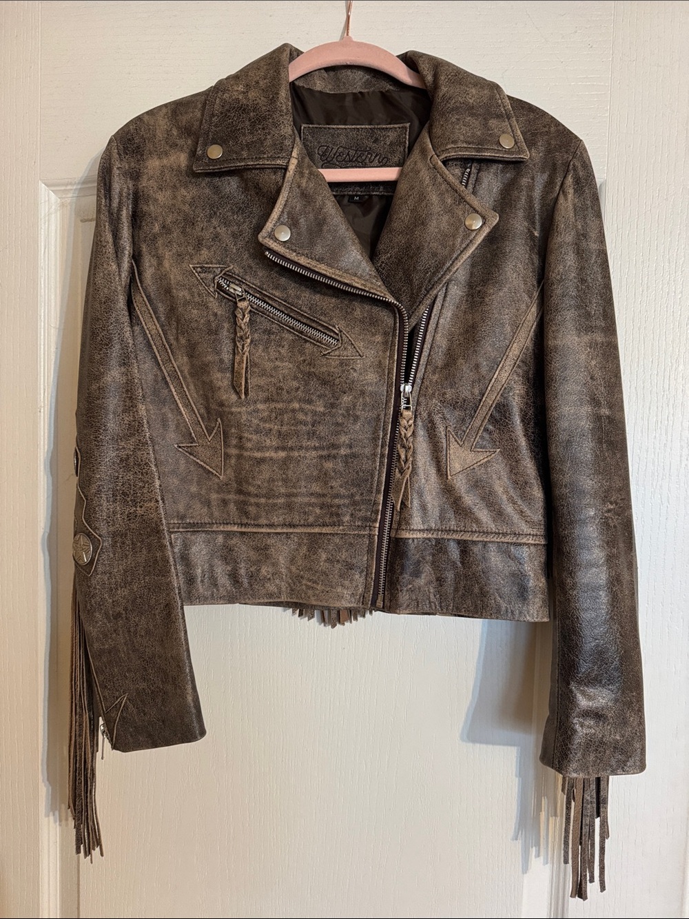 Western and Co. Brown Leather Fringe Jacket